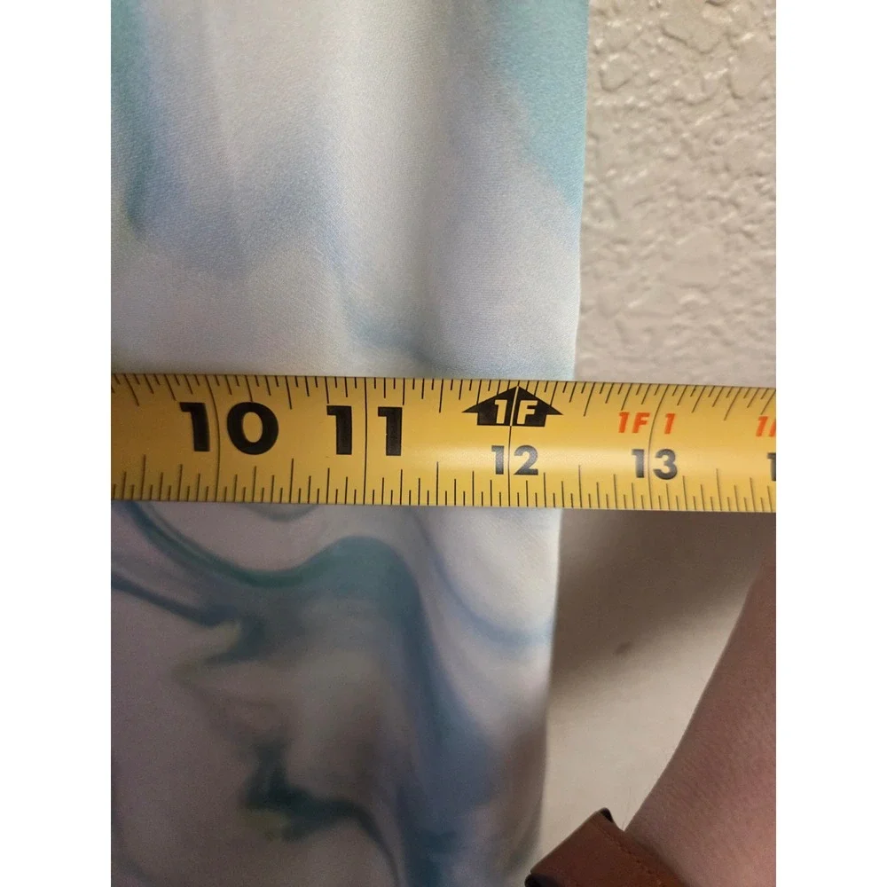 Express Womens Cami Top, Sleeveless, Marble‎ Print, Cowl Neck, White Blue Green - Picture 5 of 6